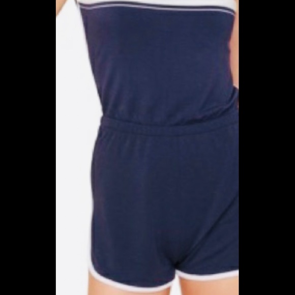 Strapless blue and white romper - Picture 2 of 4